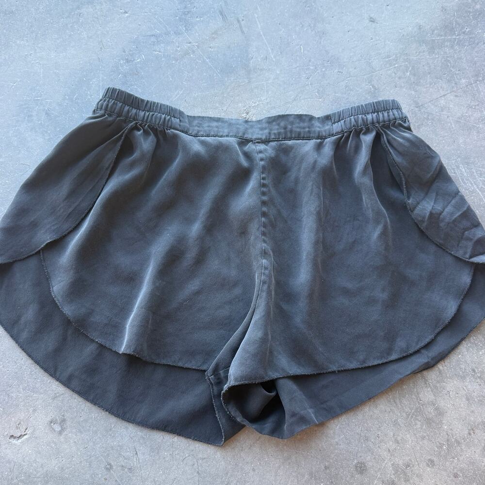 Lunya Washable Silk Tulip Mini Sleep Pajama Comfort Black Shorts Women's Small